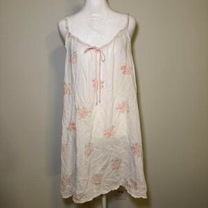 Aria White Cotton Mini Dress Pink Floral Soft Girl Cottagecore M